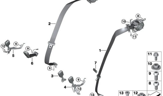 Cintura posteriore esterna sinistra per BMW 7 G70 (OEM 72115A56035). BMW originale