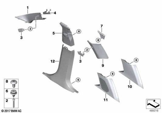 Links Pilar B Cover für BMW G01, G08 (OEM 51437446645). Original BMW