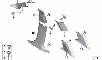 Carcasa A-pilar izquierda para BMW F97, G01, G08 (OEM 51438072811). Original BMW
