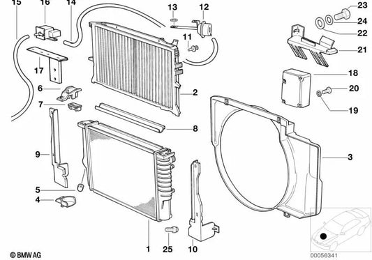 Logement des ventilateurs pour aveugles pour BMW E34 (OEM 17112244373). BMW d'origine.