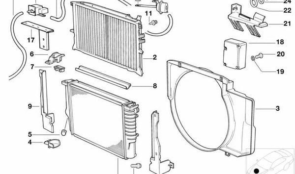 Soporte sensor de climatizador AUC OEM 64118390062 para BMW E34. Original BMW.