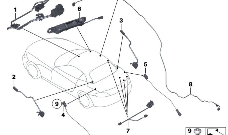 Locking motor wiring harness for BMW i I15, Z4 E89 (OEM 54377224669). Original BMW