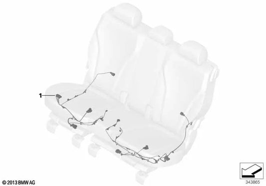 Juego de cables asiento trasero izquierdo OEM 61129362564 para BMW X5 F15, X6 F16. Original BMW.