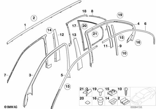 Türabdeckung mit dem rechten hinteren Schalter für BMW 5 E39 -Serie (OEM 51347078476). Original BMW