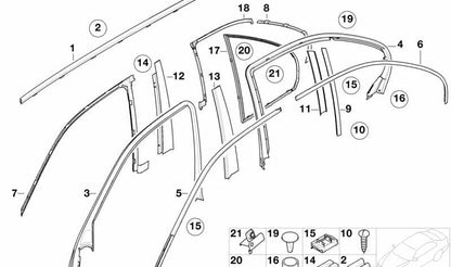 Moldura embellecedora delantera derecha OEM 51322427410 para BMW E39. Original BMW.