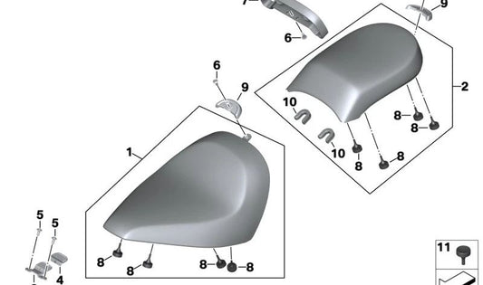 Asiento conductor negro/rojo OEM 52537914739 para motos BMW R 18, R 18 Classic (K34). Original BMW Motorrad.