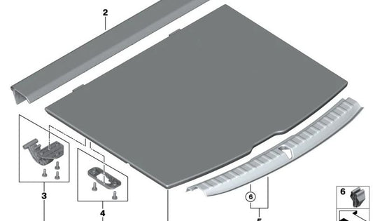 Cubierta de separación maletero OEM 51477952298 para BMW Serie 2 U06 (216i, 218i, 220d, 218d) con tracción delantera, producidos desde 2021. Repuesto original BMW.