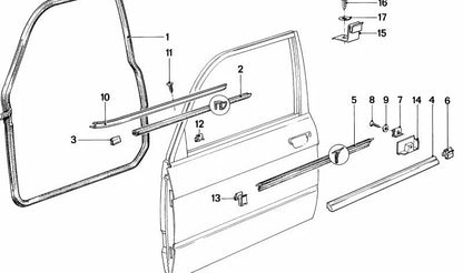 Junta de puerta delantera izquierda OEM 51211874877 para BMW E28. Original BMW.