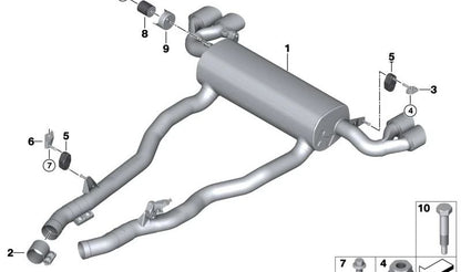 Soporte del Silenciador Trasero Derecho para BMW F90, G30, G31, G32, G11, G12, F91, G14, F95, F96 (OEM 18308582061). Original BMW
