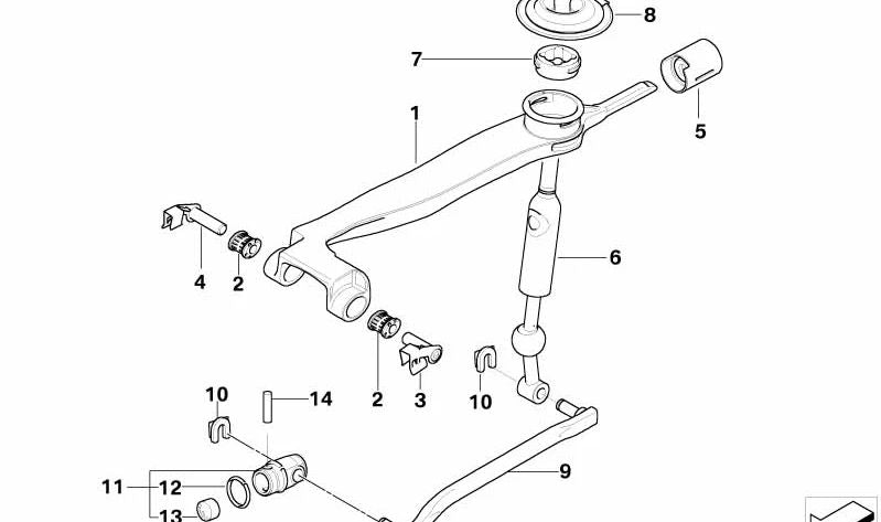 Varilla de cambio OEM 25117563937 para BMW E60, E60N. Compatible con cajas de cambio mecánicas. Recambio original BMW.