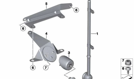 Soporte lateral derecho OEM 41007267460 para BMW F10 (518d, 520d) con tracción trasera, cambio manual o automático. Años 2013–2016. Pieza original BMW.