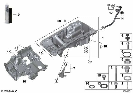 BMW Olio di misurazione dell'olio Serie 1 F20N, F21N, Serie 2 F22, F22N, F23, F23N, 3 F30 Series, F30n, F31, F31n, F34, F34N, G20, G20N, G21, Serie 4 F32, F32N, F33, F33N, F36, F36N, 5 Serie F10n, F11n, G30, G30N, G31, G31N, Serie 6 G32, G32N, Serie 7