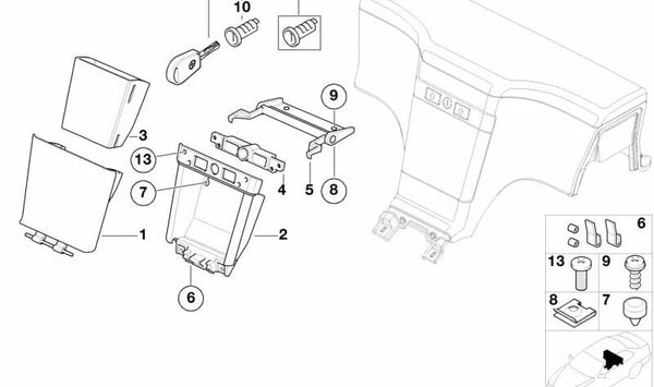 Cierre para caja de almacenamiento OEM 51168399068 para BMW E36, Z3. Original BMW.
