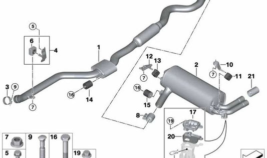 L'attaquant silencieux OEM 18308638766 pour BMW F30, F31, F32, F33, F36. BMW d'origine.