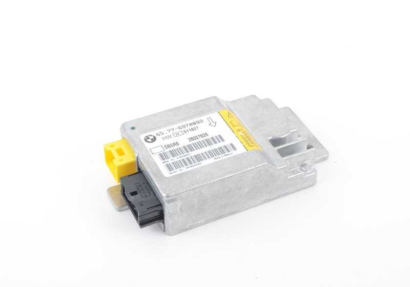Sensor de impacto lateral derecho OEM 65776970892 para BMW E65, E66. Parte del sistema de airbag. Original BMW.