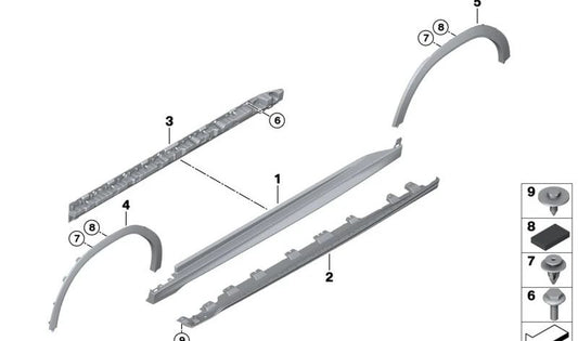 Embellecedor paso de rueda trasero izquierdo imprimado OEM 51775A7E845 para BMW X6 G06 (todos los modelos: xDrive30i, xDrive30d, 40d, xDrive40i, M60i xDrive). Original BMW.