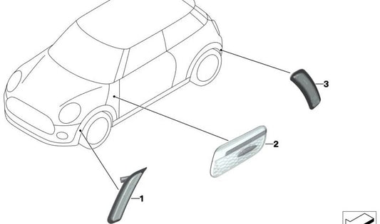 Indicador de dirección adicional izquierdo OEM 63175A38E17 para MINI F55, F56, F57. Original MINI.