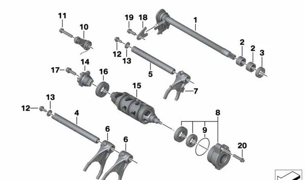 Juego soporte cojinete rodillo de mando OEM 23009446431 para motos BMW S 1000 R, S 1000 RR, M 1000 R, M 1000 XR... y más. Original BMW Motorrad.