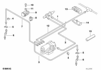 Tubería para BMW Serie 3 E21 E36, Serie 5 E12 E34 E60 E61, Serie 6 E24, Serie 7 E23 E32 E38 (OEM 34326755585). Original BMW