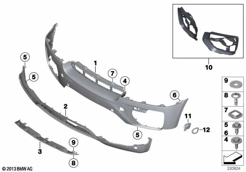Vordere, gedruckte Stoßfängerbeschichtung für BMW x6 E71, E72 (OEM 51117245405). Original BMW