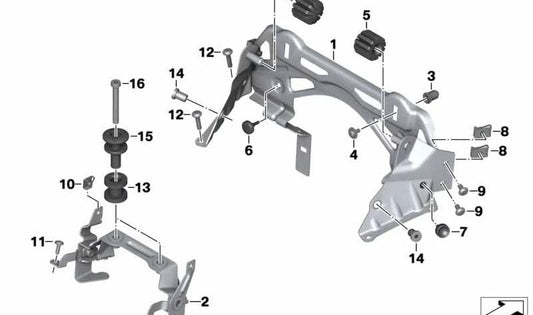 Front deposit support OEM 16117686593 for bmw k1200R motorcycles, K1300R. Original BMW Motorrad.