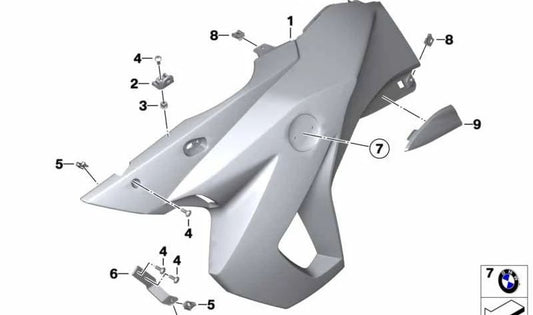 Support droit de pare-brise OEM 46637701956 pour motos BMW F650GS, F800GS. BMW Motorrad d’origine