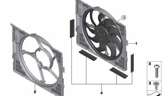 Carcasa del ventilador OEM 17427953262 para BMW I12, I12N, I15. Pieza original BMW.