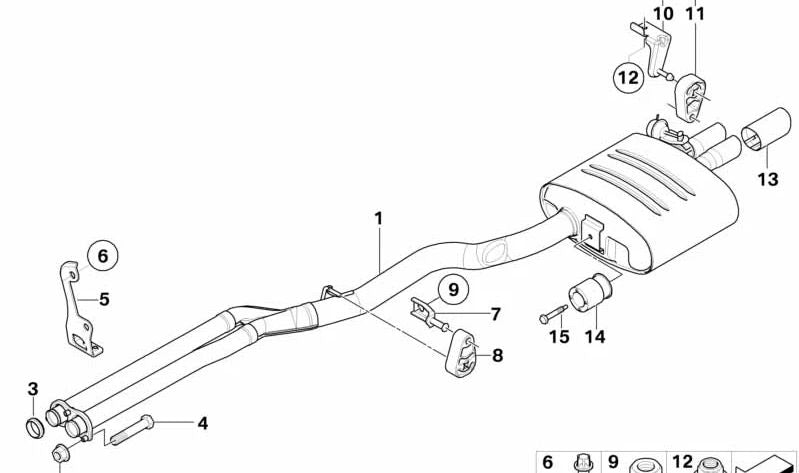Embellecedor de escape cromado para BMW E60, E61, F01, F02 (OEM 18307536038). Original BMW.