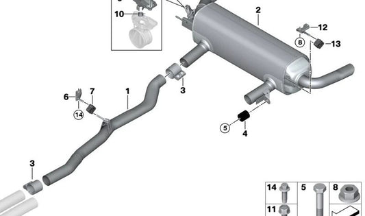 Silenciador trasero con válvula de escape OEM 18305A2C2C3 para BMW G70. Original BMW.