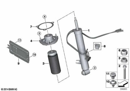 Amortiguador trasero derecho para BMW X5 F85, X6 F86 (OEM 33527856496). Original BMW