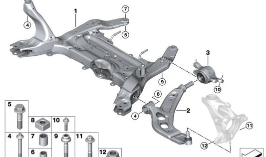 Suporte de rolamento hidráulico esquerdo para Mini F65, F66, U25 e BMW F70, U06, U11, U12, U10 (OEM 3110864277). BMW original