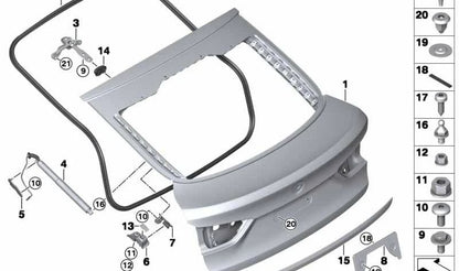 Embellecedor maletero OEM 51497319881 para BMW X6 F16 (modelos xDrive28i, 30d, 35i, 40d, 50i). Original BMW.