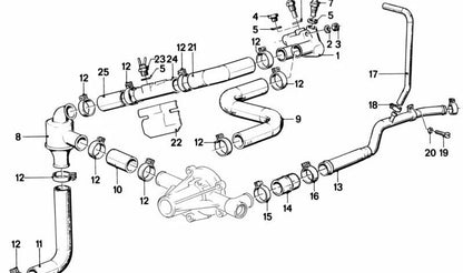 Tubo de retorno refrigerante OEM 11531266817 para BMW E21, E30, E12 y E28. Original BMW.
