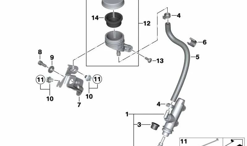 Latiguillo de freno trasero OEM 34318566395 para BMW Motorrad HP4, S1000RR (K46), S1000R (K47), S1000XR (K49). Pieza original BMW Motorrad.