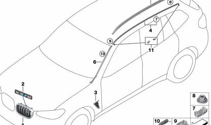 Rejilla embellecedora delantera izquierda OEM 51118071047 para BMW X4 M Competition F98 (UJ01, UJ02) 2019-2021. Pieza original BMW.