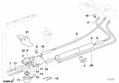 Tubería de combustible frontal para BMW Serie 3 E36 (OEM 16121182860). Original BMW