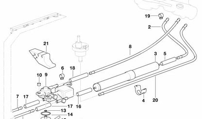 OEM 16121182861 rear fuel return pipe for BMW E36 (all versions). Original BMW replacement.