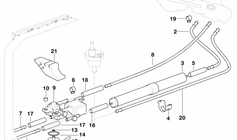 Fuel Hose/Clamp Kit for BMW 3 Series E30, E36, 5 Series E34, 7 Series E32, E38, 8 Series E31 (OEM 13311403416). Original BMW