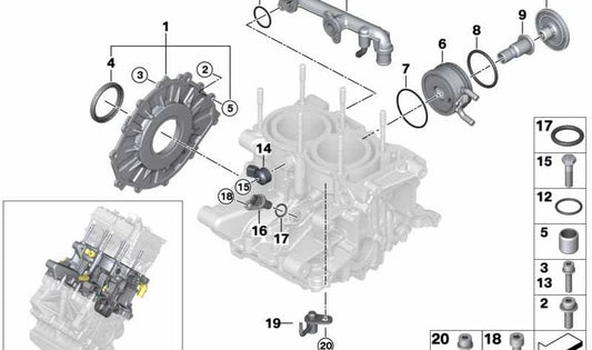 Sensor de cigüeñal OEM 13627525015 para BMW E81, E82, E87, E88, E90, E91, E92, E93, E60, E61, F10, F11, F18, E63, E64, F06, F12, F13, E65, E66, F01, F02, I01, E84, E83, F25, E70, E71, E85, E86, E89. Original BMW.