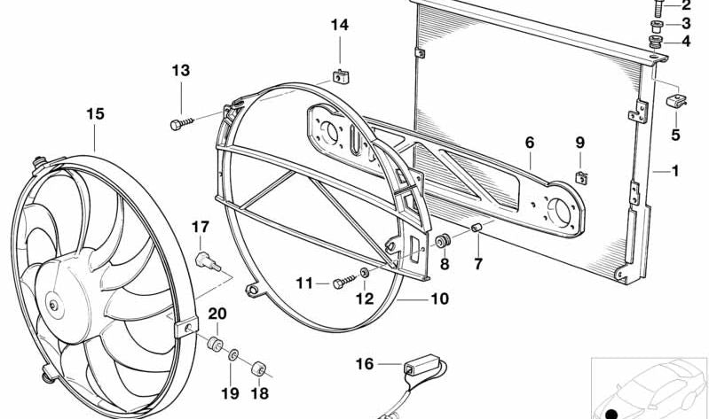 Anneau de séparateur OEM 64548391746 pour BMW E36 {tous les modèles compatibles}. Pièce pour le système de climatisation (condenseur ou ventilateur supplémentaire). BMW d'origine.