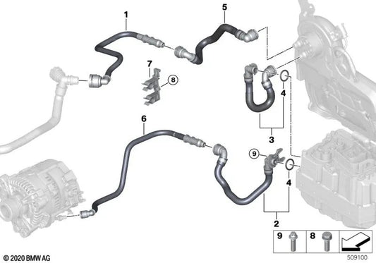 Conduit de radiateur de réfrigérant - BMW BMW G01N, G02N, G05, G18, G06, G07 (OEM 17125A022F2). BMW d'origine