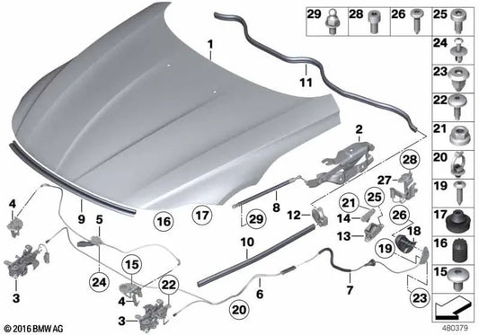 Dobradiça frontal para BMW Z4 E89 (OEM 41007325859). BMW original.