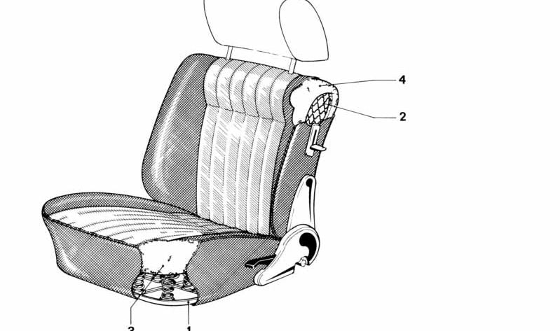 Soporte respaldo asiento delantero OEM 52101882695 para BMW E21. Original BMW.