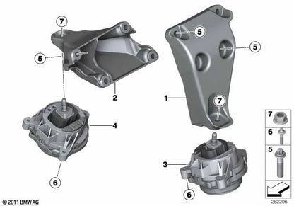 Left engine mount for BMW F34, F32, F33, F36 (OEM 22116860273). Original BMW