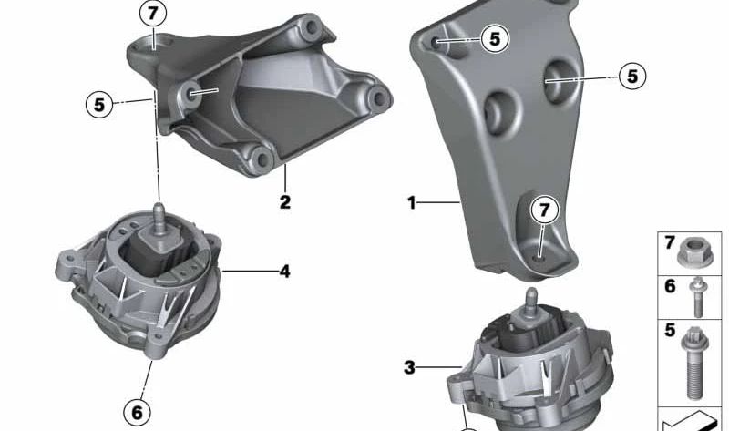 Soporte de motor derecho para BMW F20, F21, F22, F23, F30, F31, F34, F35, F32, F33, F36 (OEM 22116788610). Original BMW