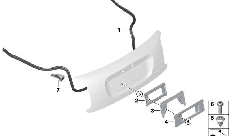 Moldura canaleta vierteaguas trasera derecha OEM 51497390620 para MINI Cabrio F57, F57 LCI, F57 BEV, F67… y más. Original MINI
