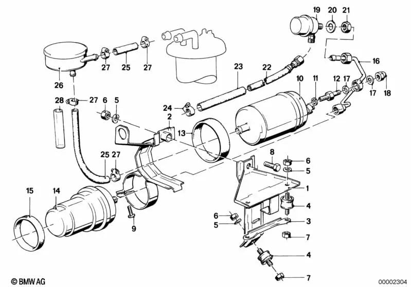Soporte de Goma para BMW Serie 3 E30, Serie 7 E23 (OEM 16121153011). Original BMW