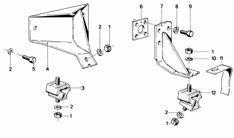 Silentblock Links Motor OEM 11811245617 für BMW E21 {315, 316, 318} Alle Varianten. Motorkautschukstütze. Original BMW.