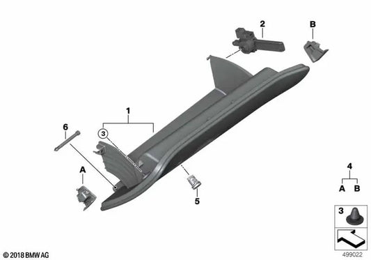 Glove box damper for BMW 8 Series F91, F92, F93, G14, G15, G16 (OEM 51169479870). Original BMW.