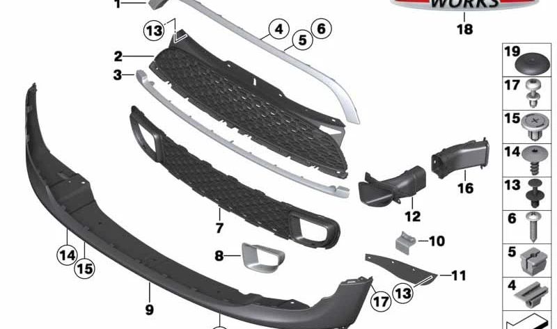 Clip fijación OEM 51132754667 para MINI R55, R56, R57, R58, R59. Sujeta molduras y embellecedores. Original MINI.